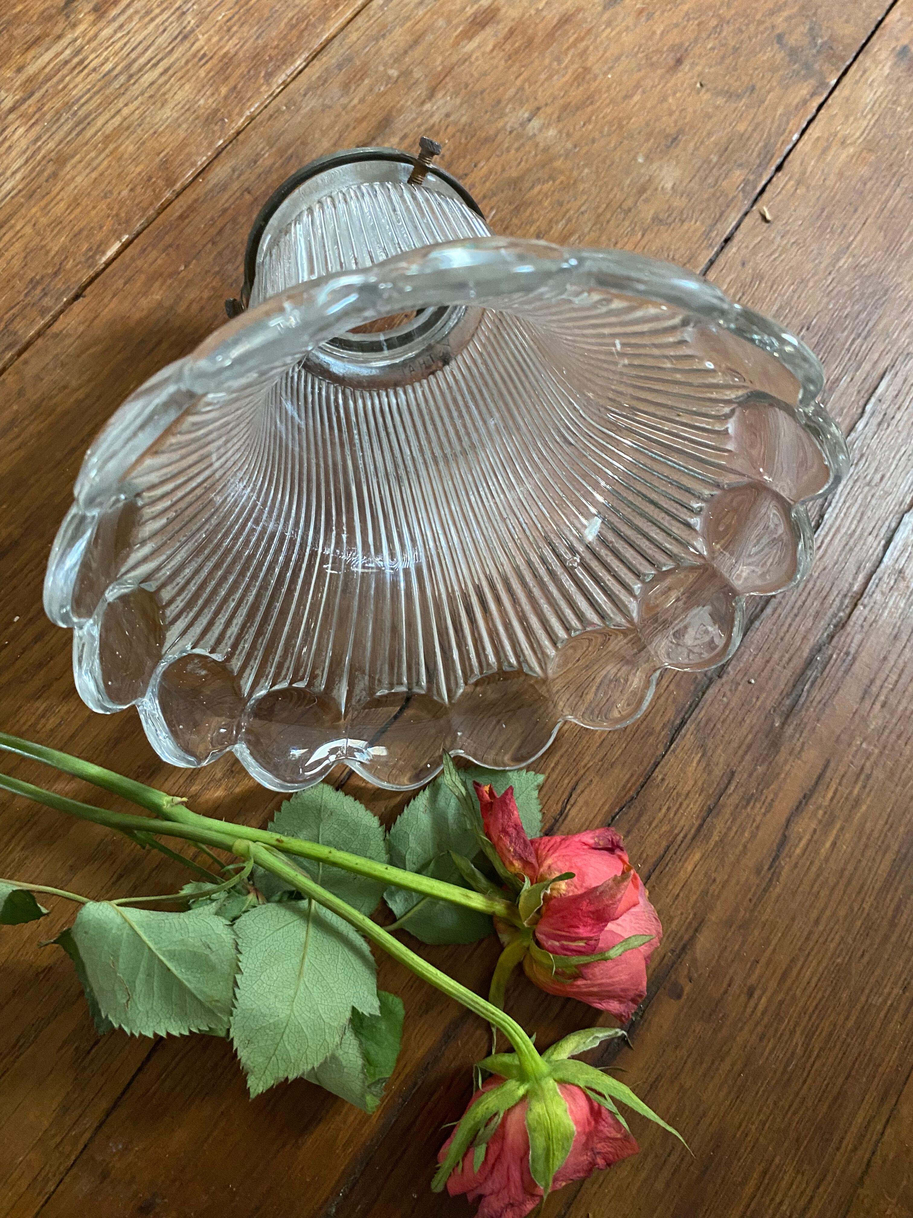 Vintage holophane glass tulip.