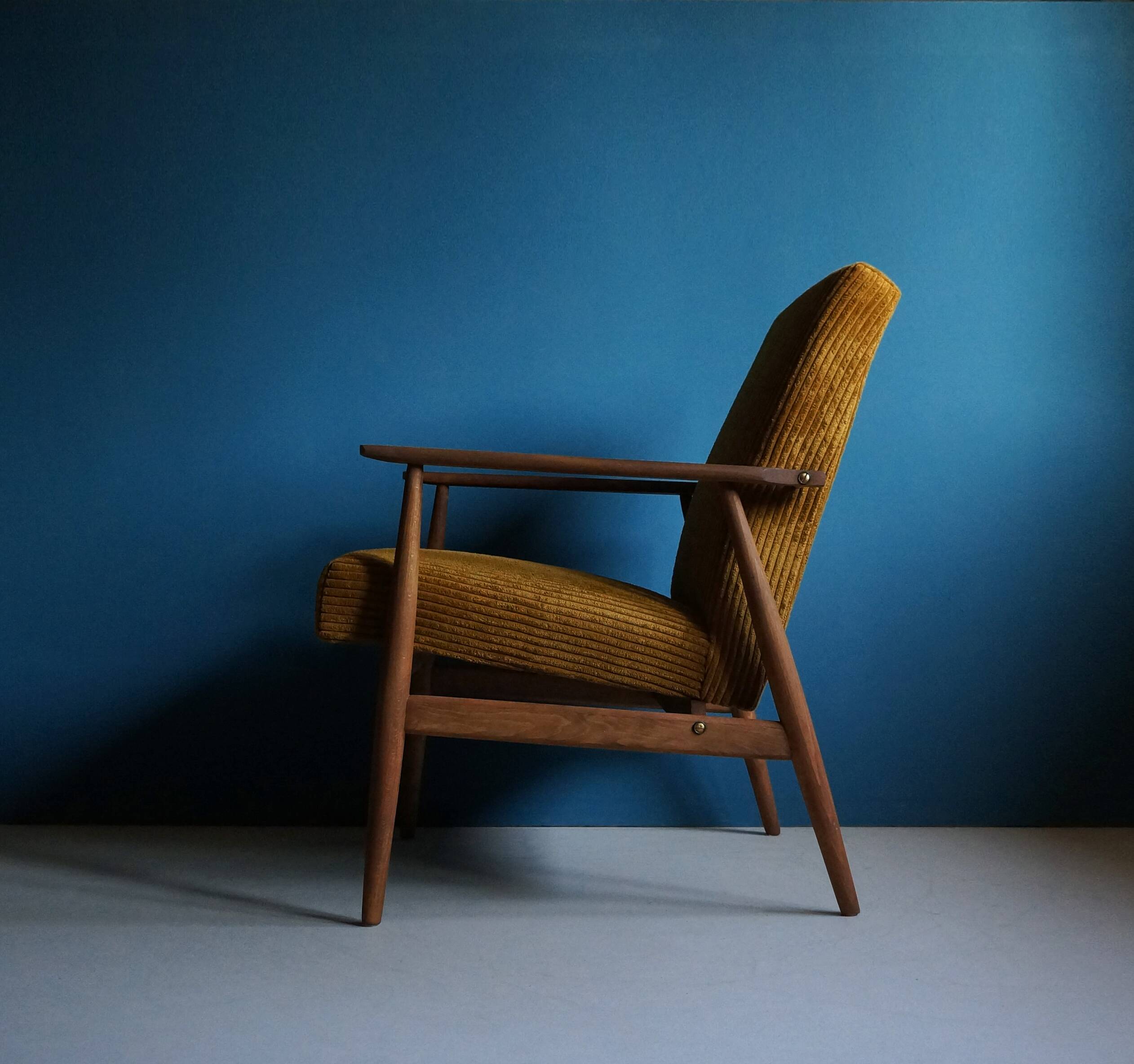 Vintage Armchair from Mid Century, Dark Mustard, Restored