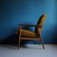 Vintage Armchair from Mid Century, Dark Mustard, Restored