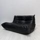 1990s vintage Togo set in black leather by Michel Ducaroy for Ligne Roset