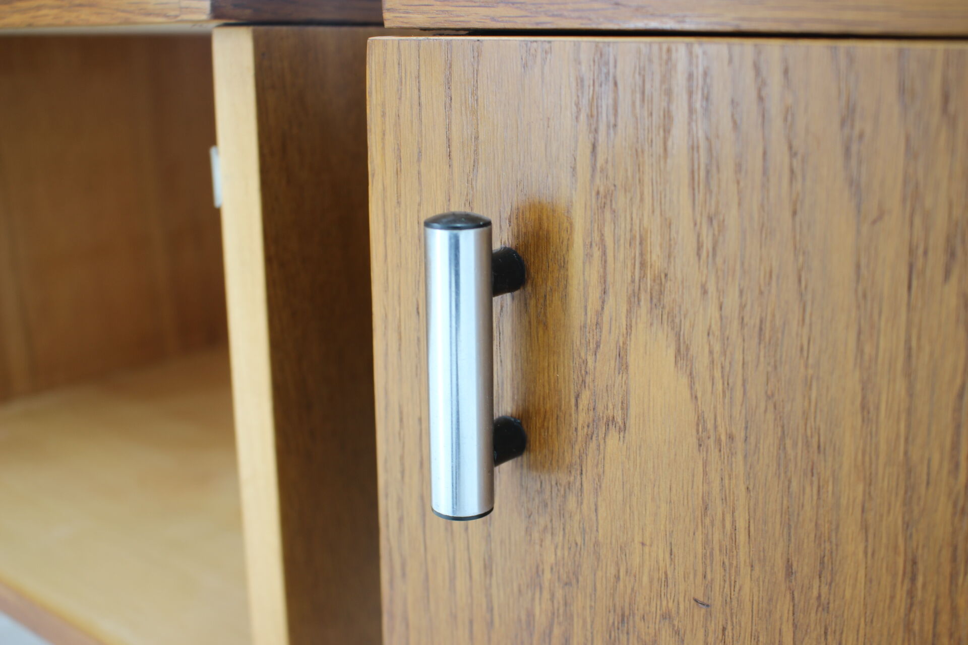 1950s Set of  Oak Bauhaus Mirror Cabinet and Bedside Tables, Czechoslovakia