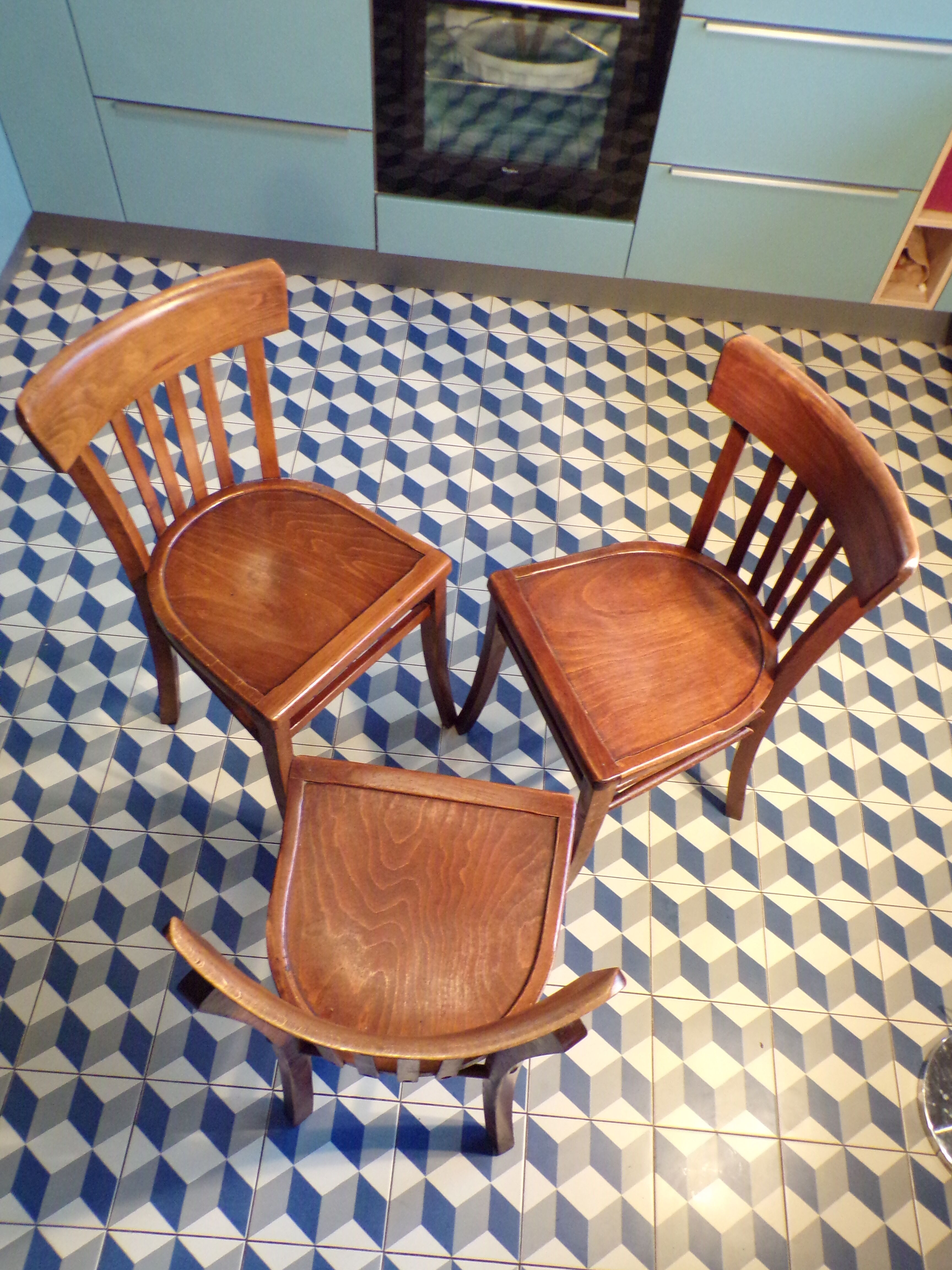 Set of 3 vintage bistro chairs