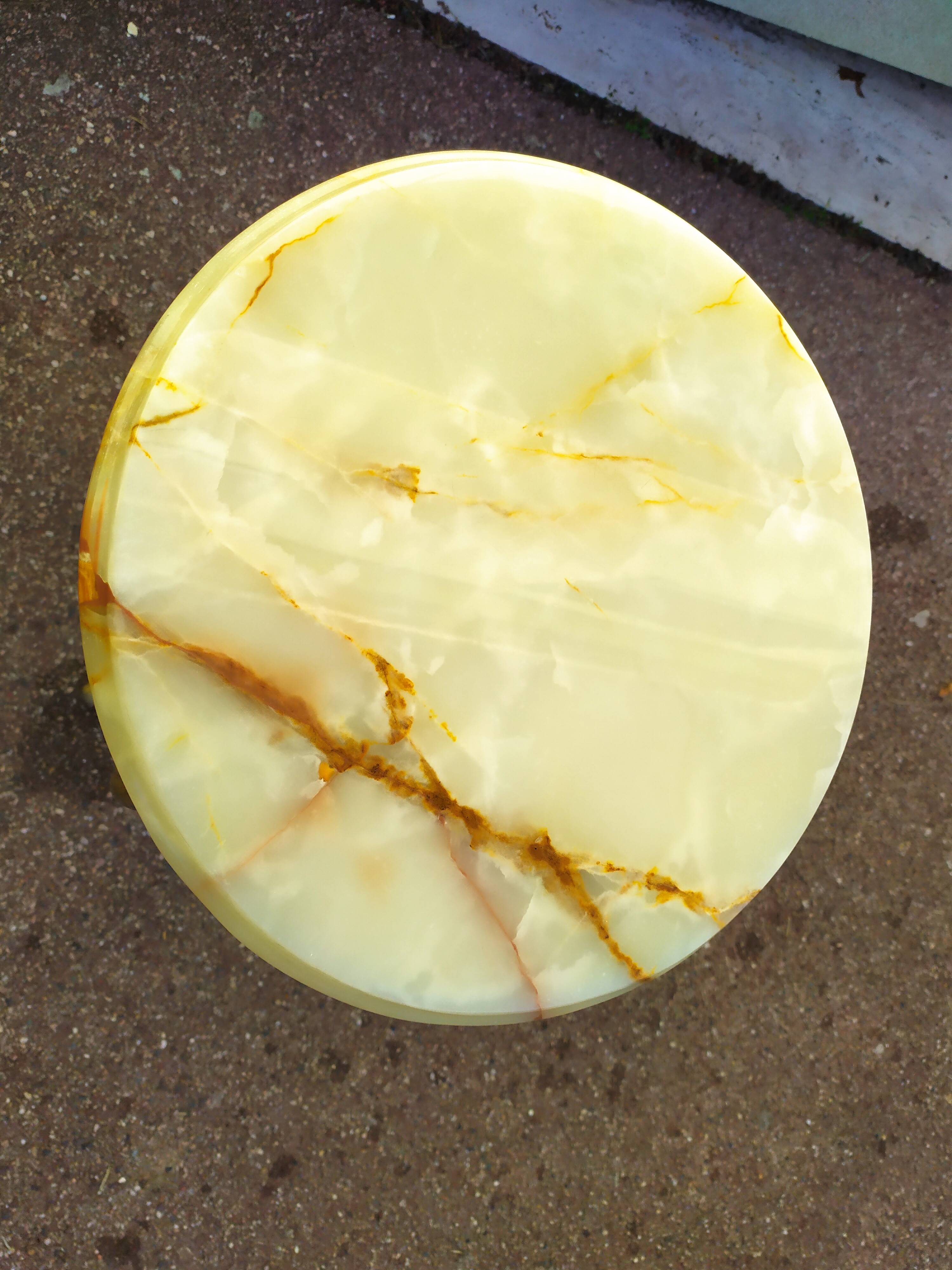 Marble and brass pedestal table