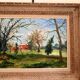 Ancien tableau Peinture Huile Toile Campagne Paysage Maison Jardin Arbre N