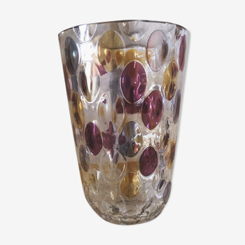 Vase en verre soufflé pastilles colorées