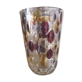 Glass vase blown colored lozenges