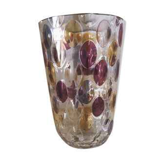Vase en verre soufflé pastilles colorées