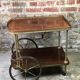 Vintage brass rolling table with 2 trays 70'S