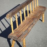 Large vintage wooden bench, old wooden bench, handcrafted bench, brutalist, entrance hall