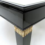Lacquered Beech Dining Table in the style of Paolo Buffa with Taupe Glass Top