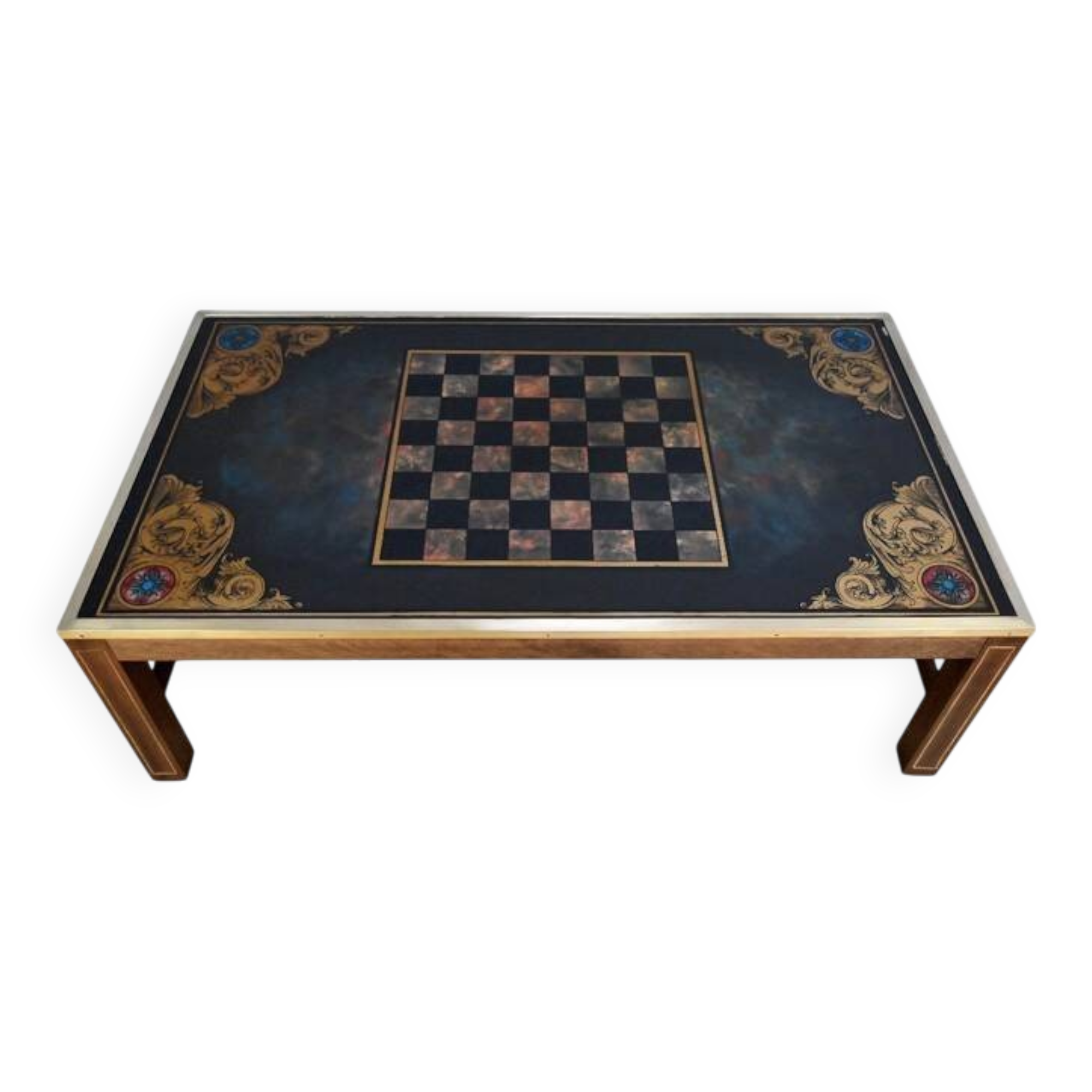 Grande table basse échiquier en acajou, goût Jansen – 2ème partie XXe