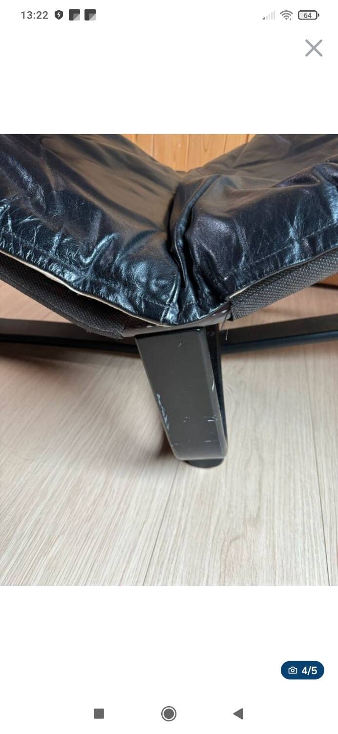Black leather lounge chair by Ingmar and Knut RELLING for WESTNOFA