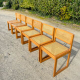 6 chaises traîneau en cannage