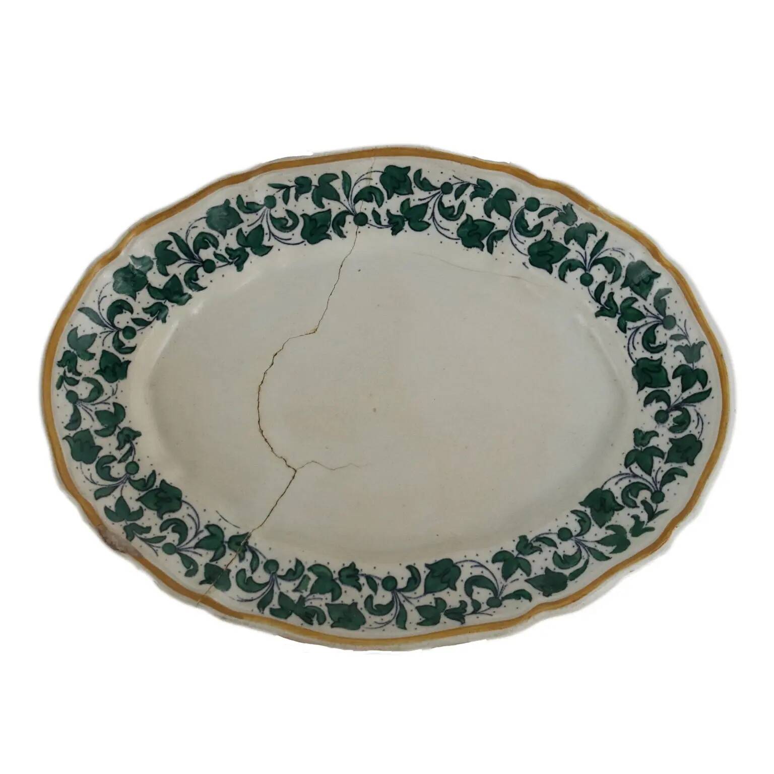 Antique oval ceramic plate by Richard, decorations, Italy, 19th century.