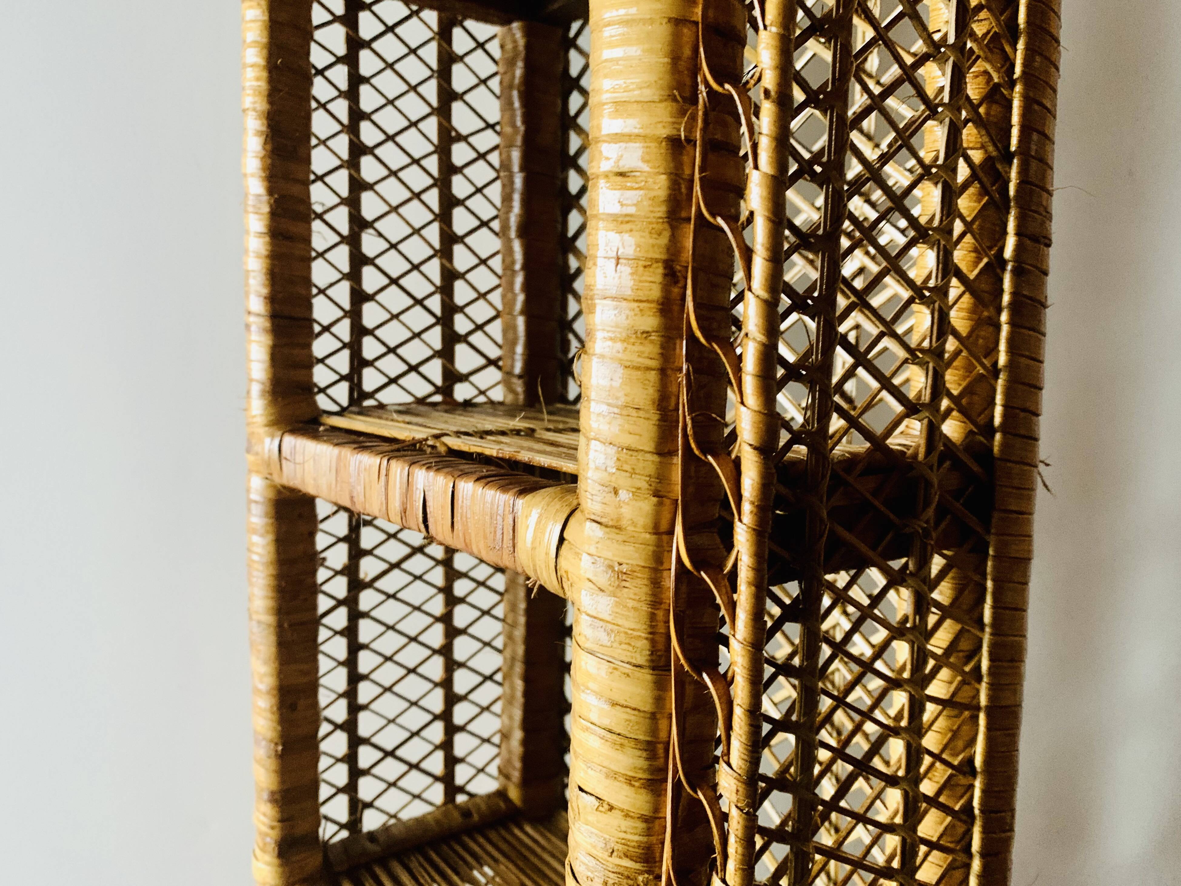 Vintage rattan and wicker shelf