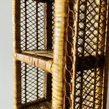 Vintage rattan and wicker shelf
