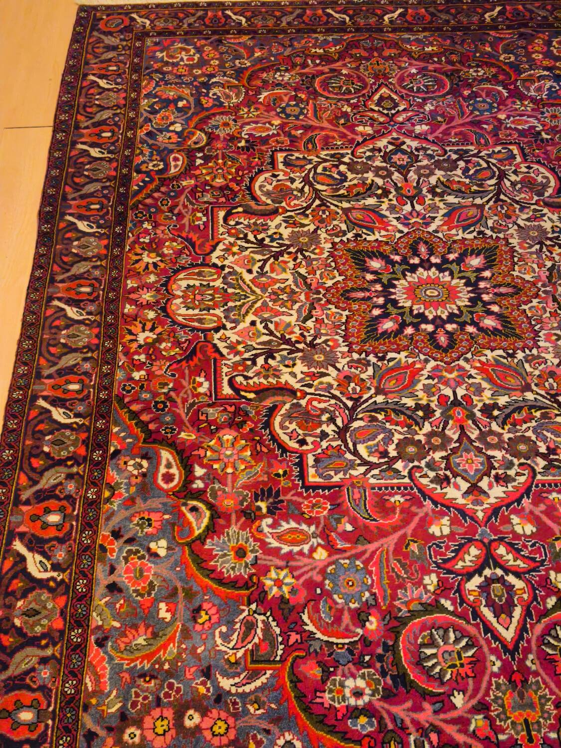 Hand-knotted Bakhtiari Persian carpet from Iran.