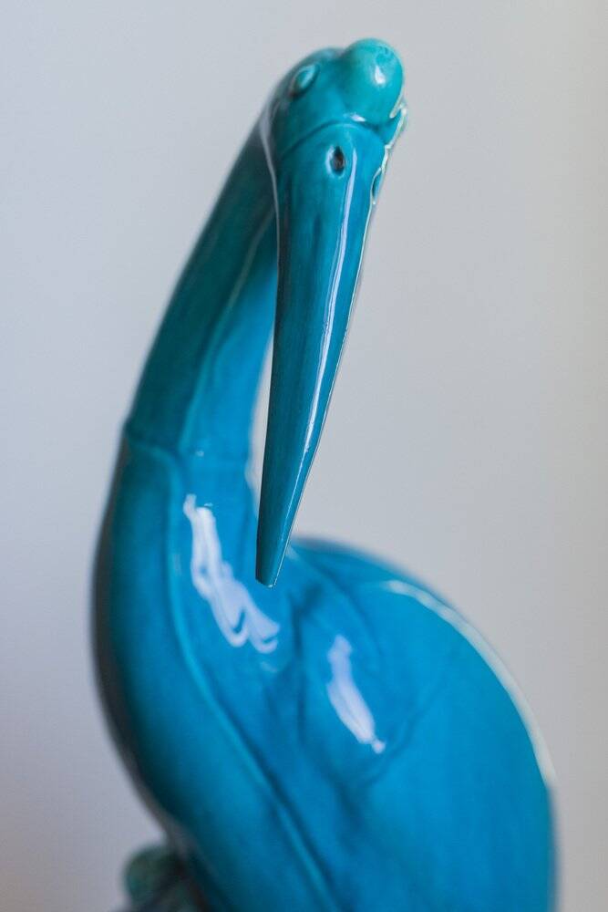 Chinese turquoise glazed crane figurine, 1950s