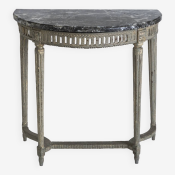 Small french 18th c console table with grey marble top