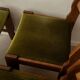 Brutalist Oak Razorback Dining Chairs with Green Velvet, 1970s, Set of 4