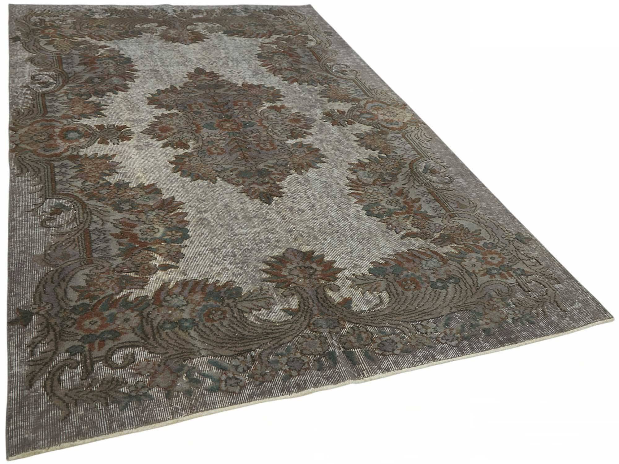 Overdyed Wool Vintage Handmade Carved Rug 172 cm x 273 cm