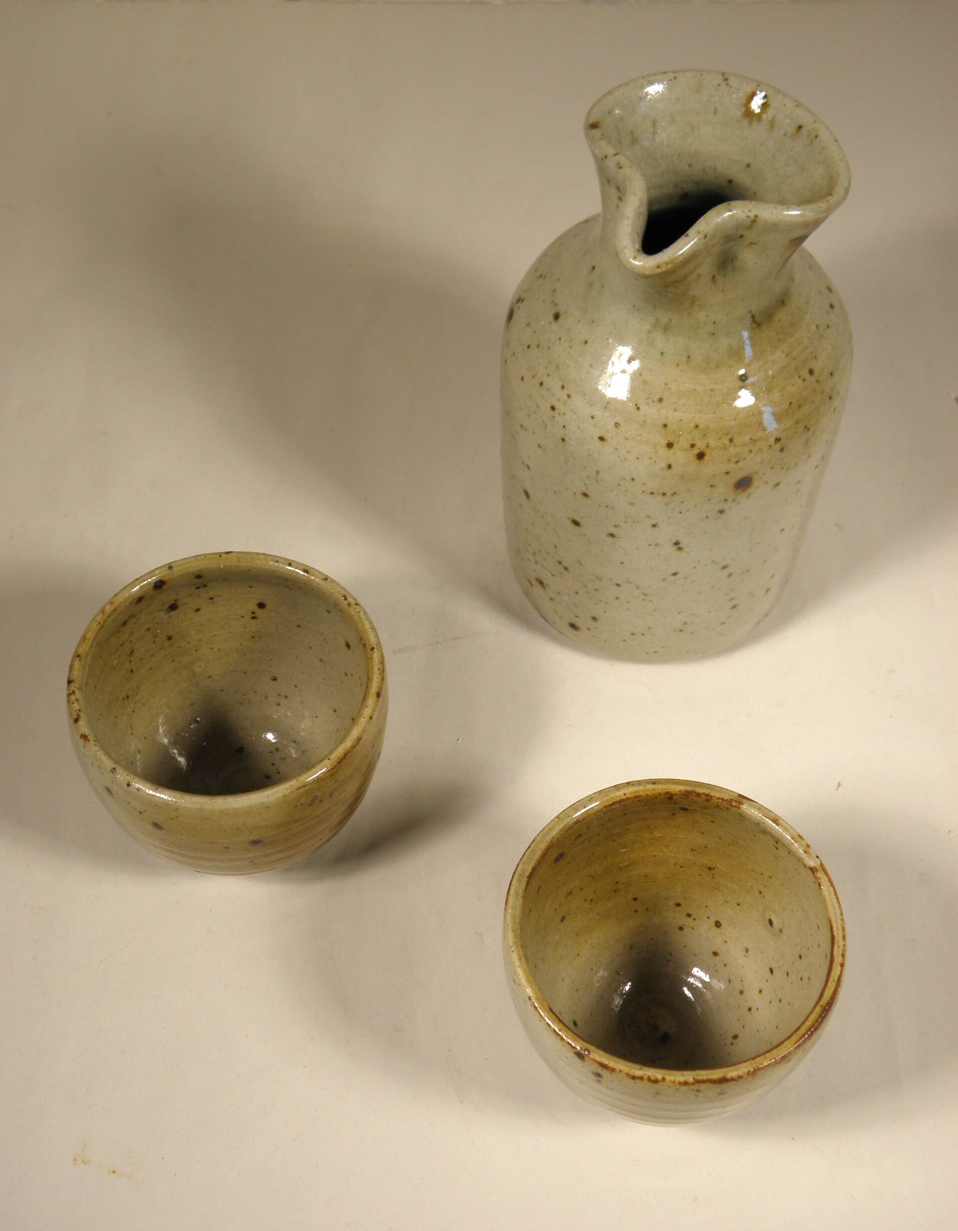 Decanter and sandstone cups 70s