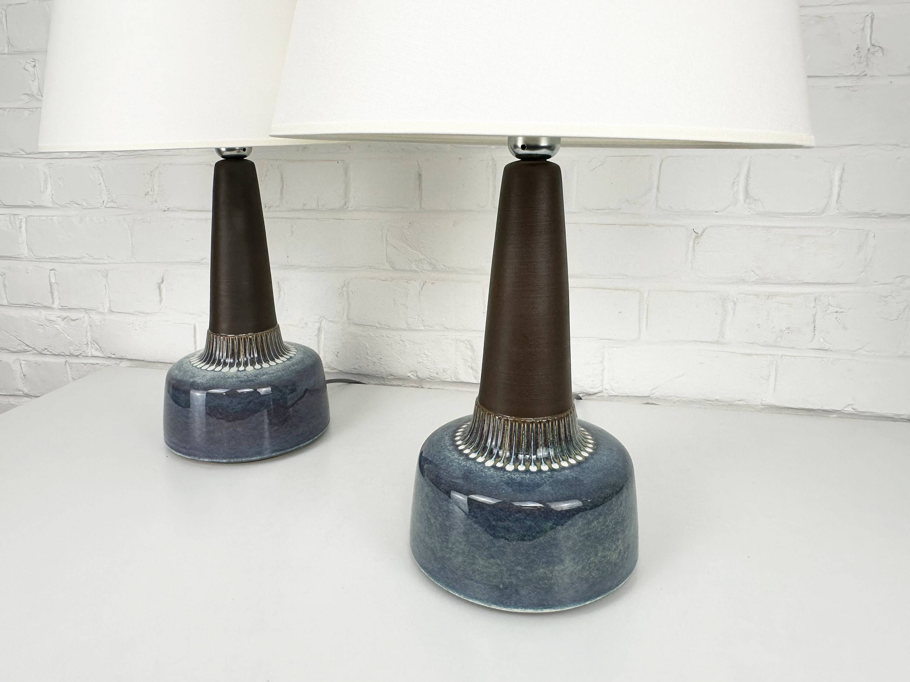 Pair of large blue table lamps Søholm Einar Johansen Denmark 1960s