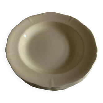 Set of 6 Gien ivory soup plates with gadroons 1938 - 1955