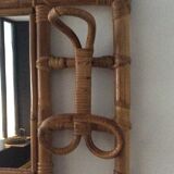 Porte manteau en rotin avec miroir, années 60