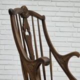 1960s, Danish high-backed armchair, reupholstered, furniture cowhide, oak.