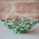 Green woven ceramic bowl, centrepiece, fruit bowl, vintage.