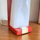 Table lamp in red painted metal and white plexiglass 60s vintage LAMP-7149