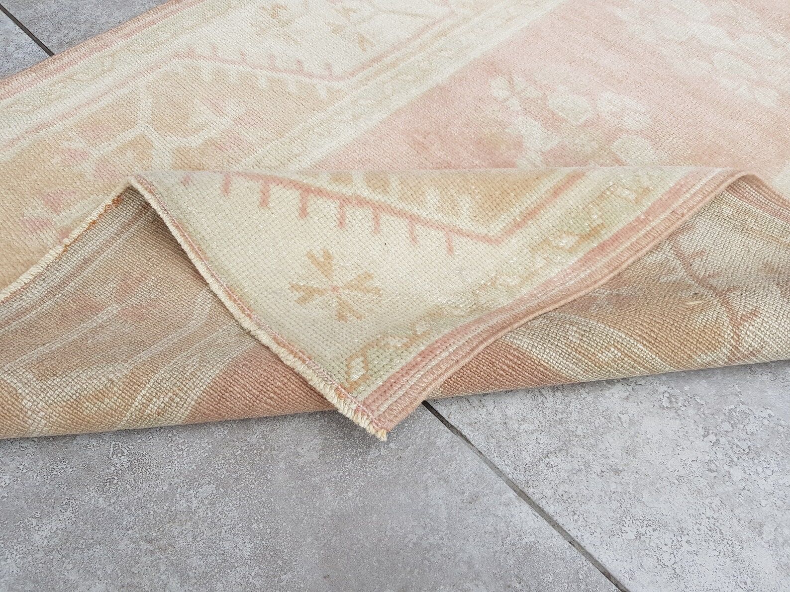 Turkish oushak runner, vintage hallway rug
