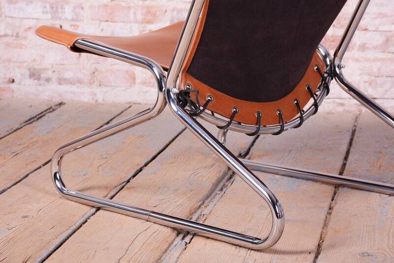 German Bauhaus Armchair in Leather by Lusch and Co West, 1970s