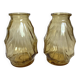 Paire de petits vases jaune verre moulé