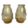 Paire de petits vases jaune verre moulé