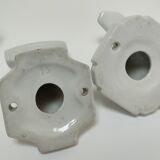 Five art deco white porcelain hooks