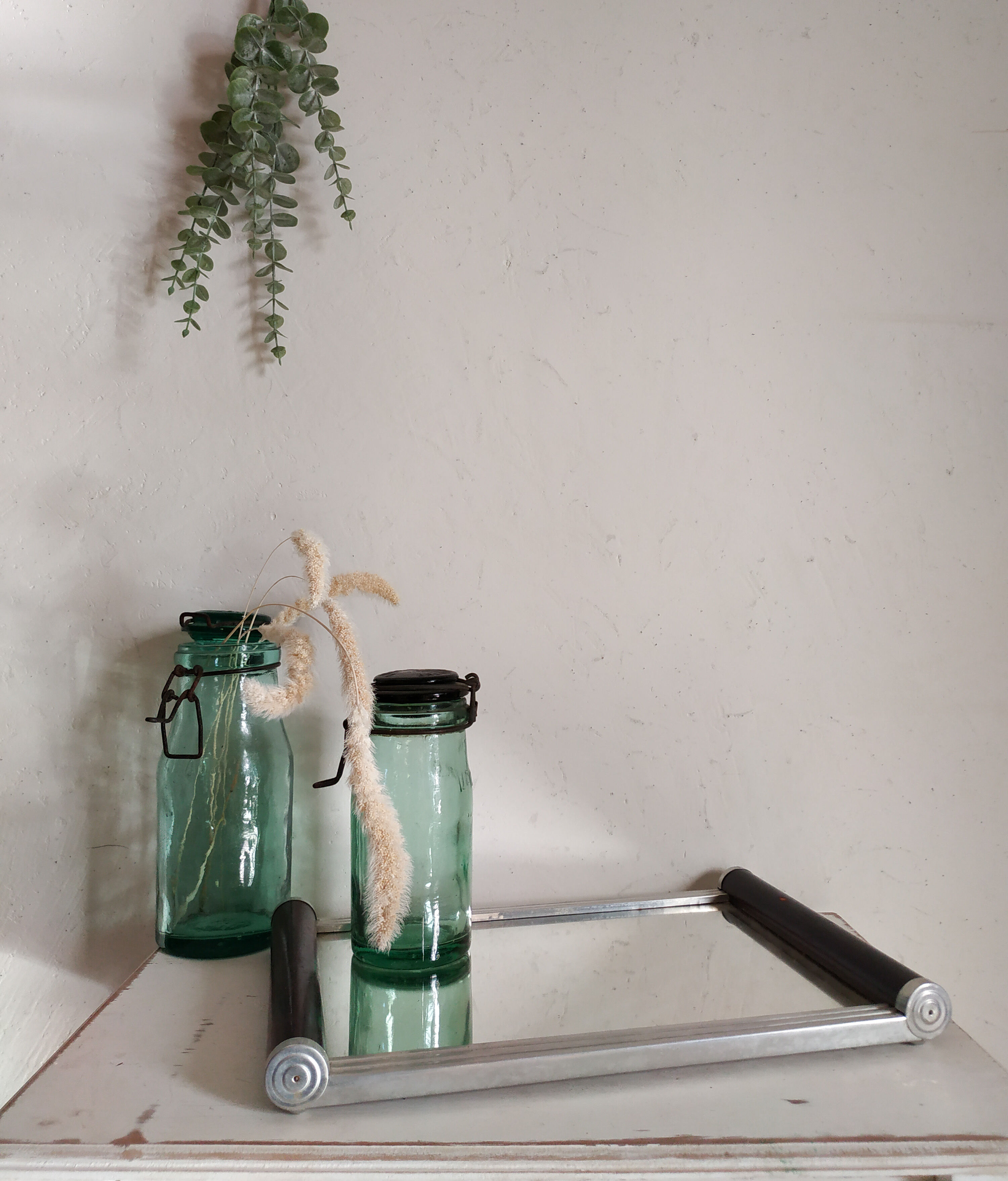 Art deco mirror rectangular tray