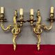 Pair of Rococo gilded solid bronze wall lights.