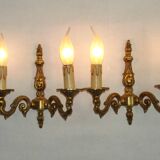 Pair of French Traditional Style Bronze Mid Century Double Wall Lights