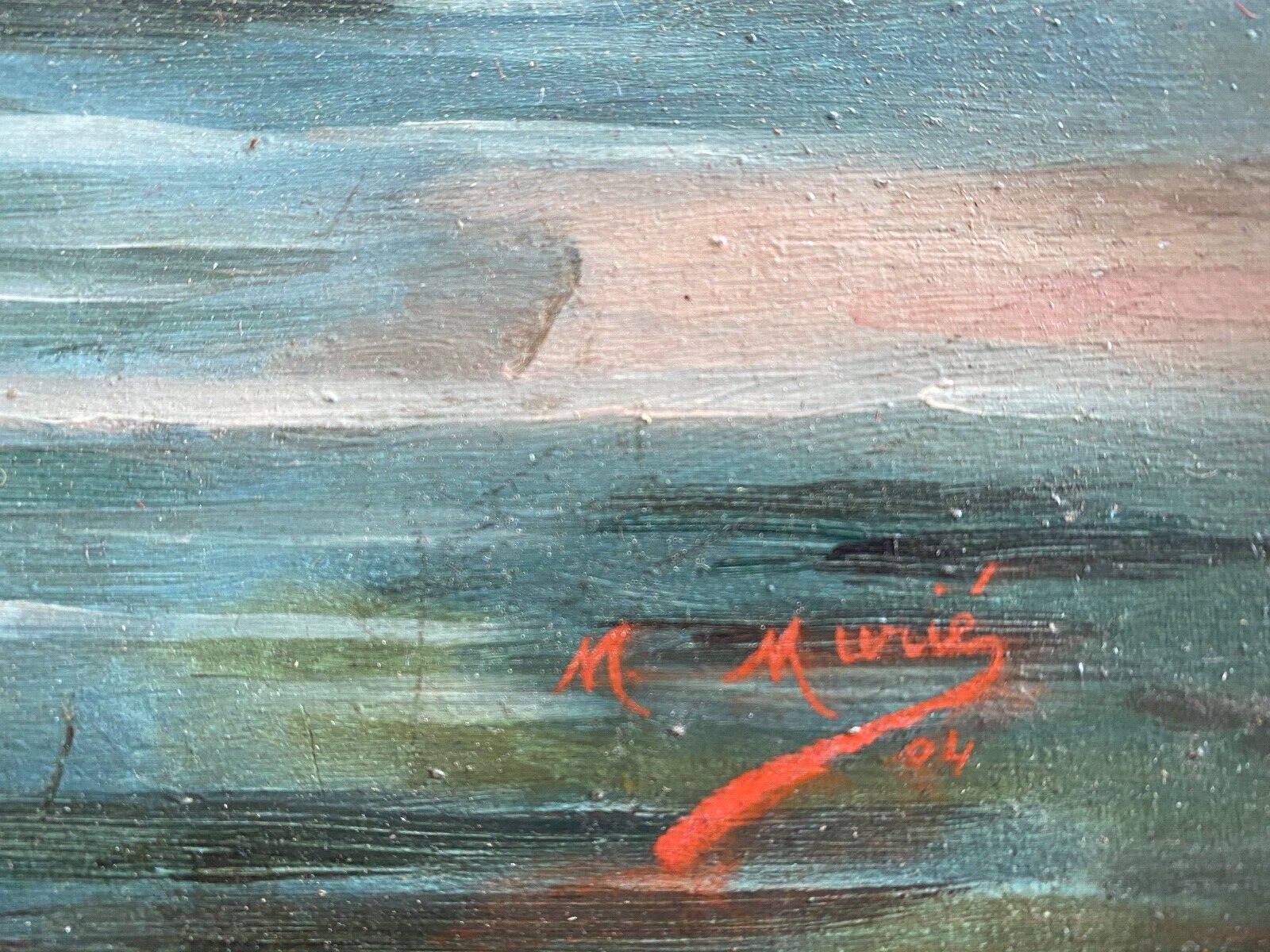 Oil on cardboard by Marie Murier 1940 naturalist decor mid-20th century