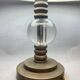 Mid century brass table lamp with silk cream oval lampshade 1960s
