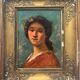 HST painting "Portrait of a young woman with a crown" 19th century, Empire frame
