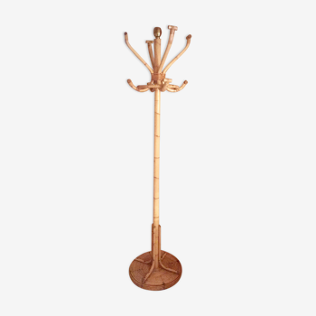 Rattan coat rack