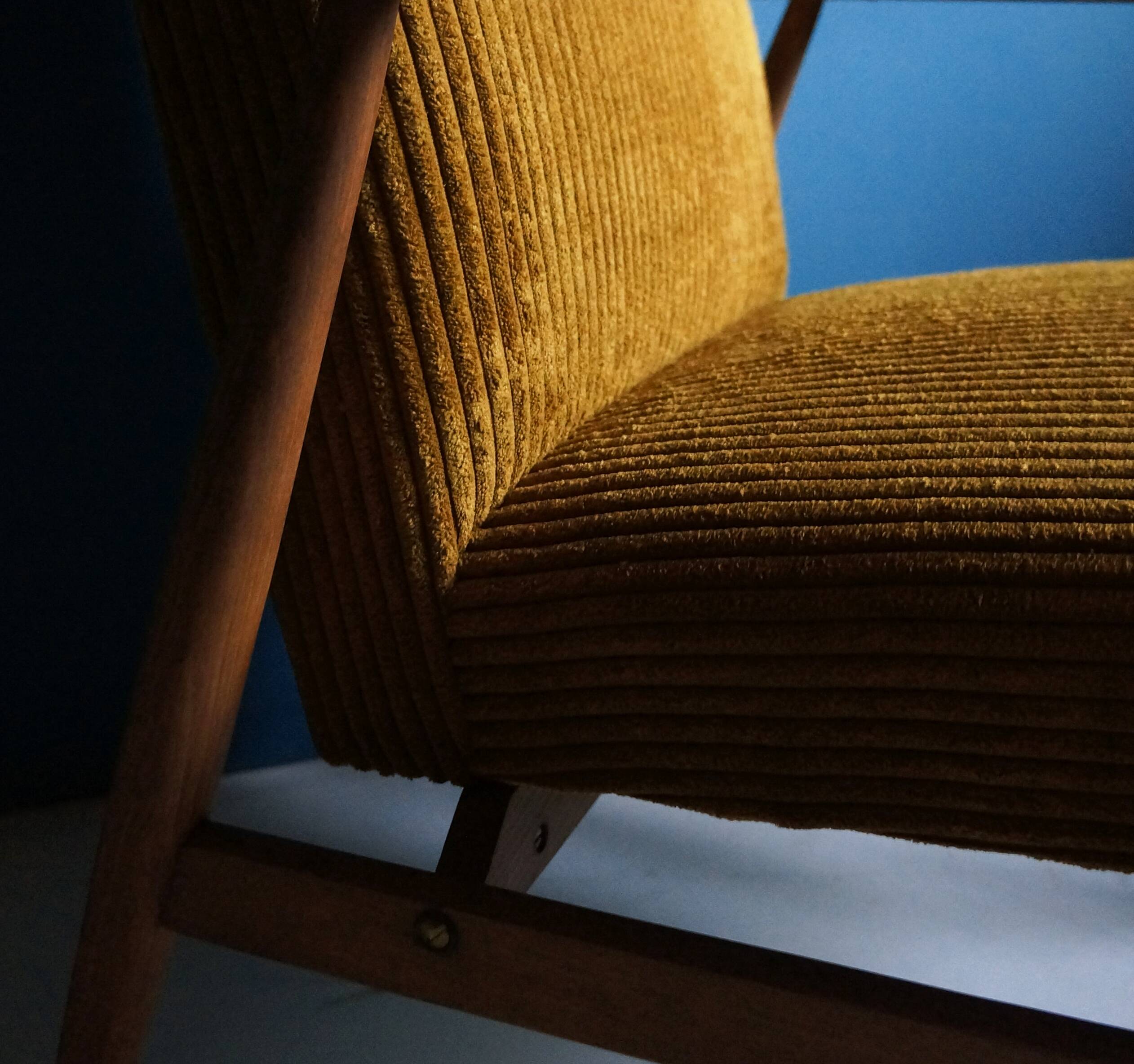 Vintage Armchair from Mid Century, Dark Mustard, Restored