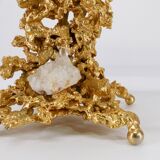 Hollywood Regency lamp base in exploded bronze and quartz Claude Victor Boeltz 1980