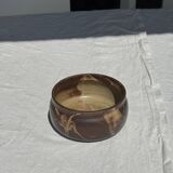 A small stoneware bowl, brown exterior, speckled grey interior D15