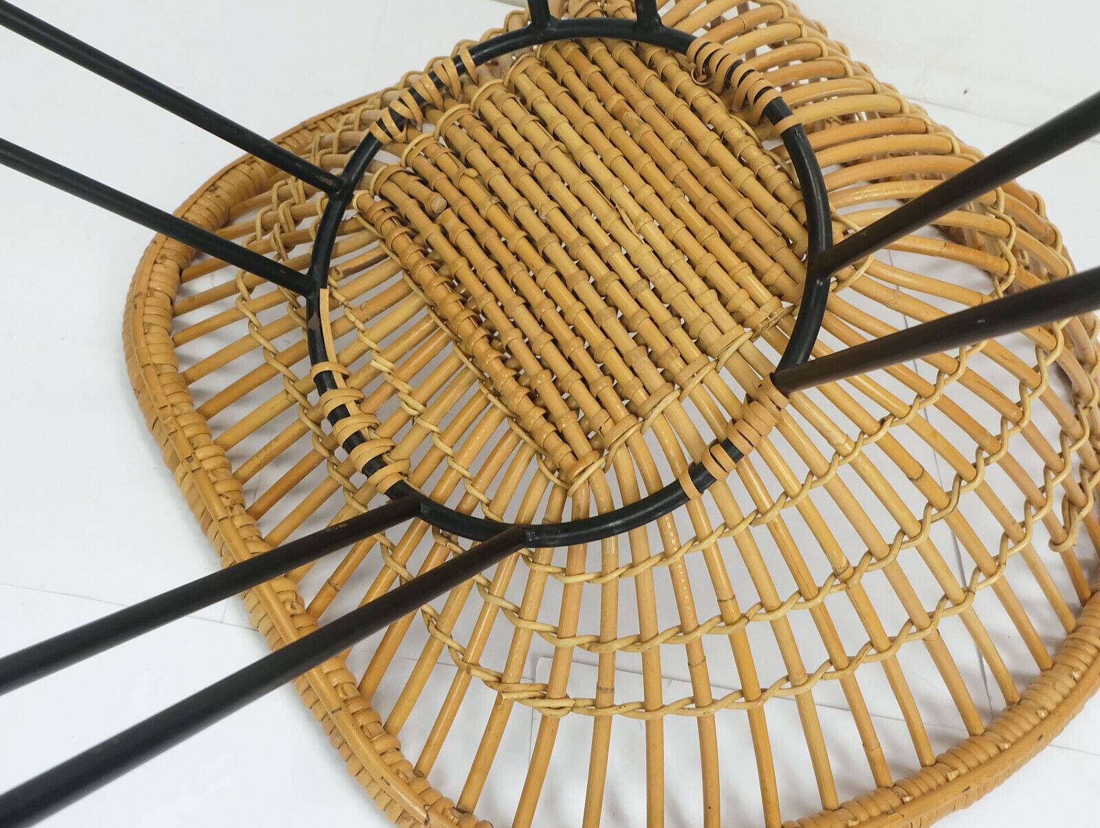 1960s mid century armchair bamboo wicker with hairpin legs
