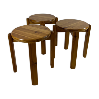 Mid-century stool trio, 1970