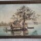 Old oil painting representing a landscape